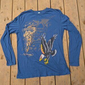 Ed Hardy by Christian Audigier Blue Dragon & Eagle Long Sleeve T-Shirt - XL